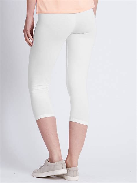 Marks And Spencer M White Pull On Cropped Leggings Size To