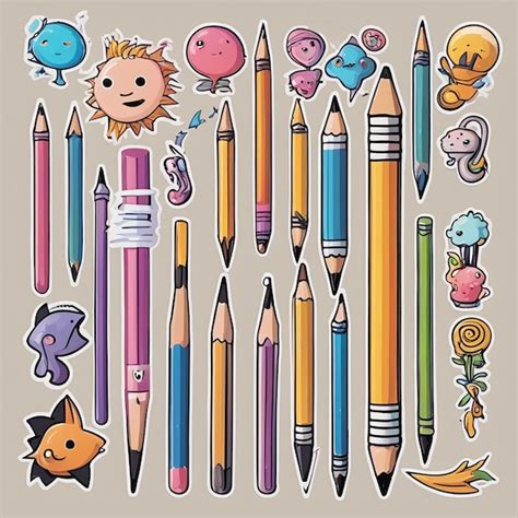 Premium Ai Image Set Of Hand Drawn Stickers Of School Supplies And