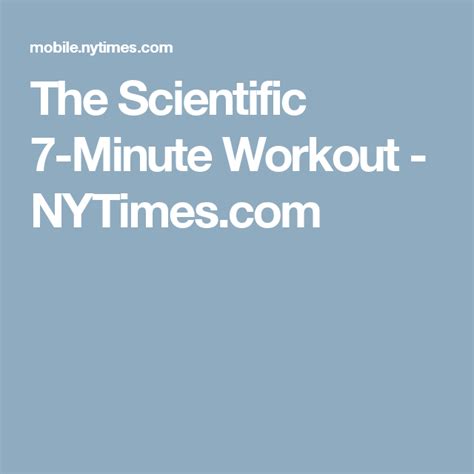 * outline of all the exercises in the workout. The Scientific 7-Minute Workout - NYTimes.com | Scientific ...