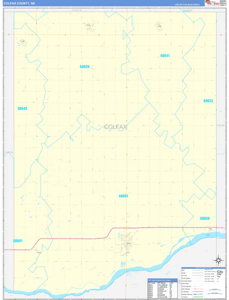 Colfax County Ne Zip Code Wall Map Basic Style By Marketmaps Mapsales
