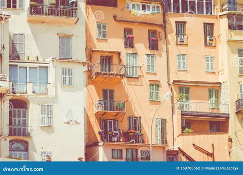 Colorful Houses In Old Town Architecture Of Menton On French Riviera