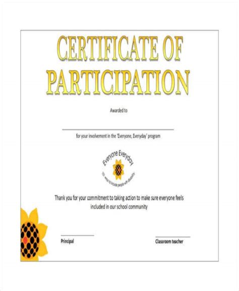 Certificate Of Participation Sample Free Certificate Of Participation