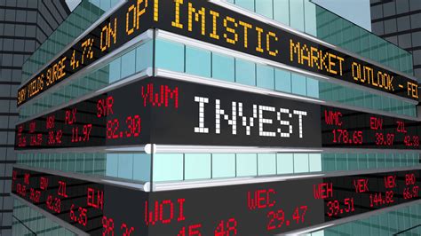 Invest Stock Market Ticker Stocks Brokerage Building 3 D Animation