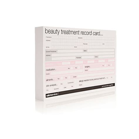 Salon Services Beauty Record Card Essential Record Keeping Colour Coded