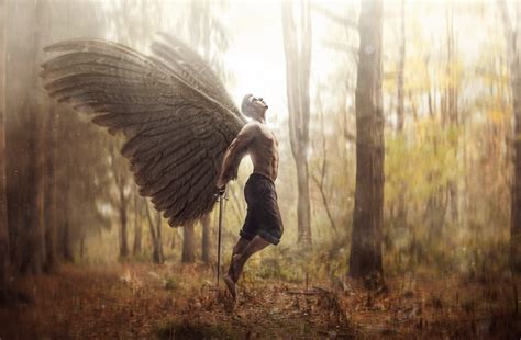 Men Fantasy Art Angel Wings Shirtless Wallpapers Hd Desktop And