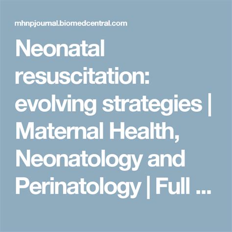 Neonatal Resuscitation Evolving Strategies Maternal Health