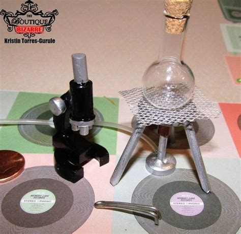Handmade Science Laboratory Dollhouse Miniatures Microscope Beaker