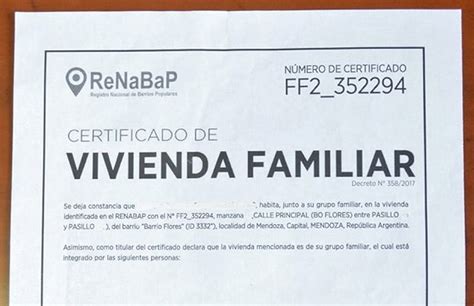 Certificado De Vivienda Familiar Renabap Tramite Y Formulario 154696