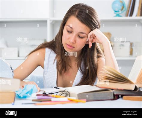 Student Girl Is Doing Homework Stock Photo Alamy
