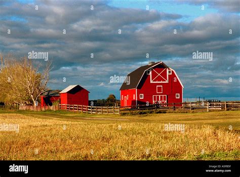 Red Barn Alberta Canada Stock Photo Alamy