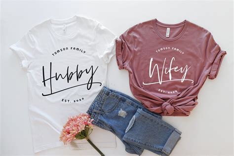 Wifey Hubby Last Name & EST. Year Personalized, Honeymoon shirts ...