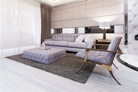 Luxury And Modern Living Room With Quilted Sofa And Chair Picture