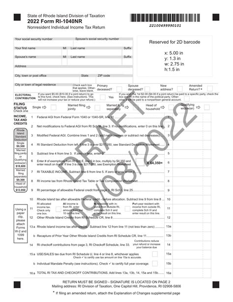 Form Ri 1040nr Download Printable Pdf Or Fill Online Nonresident