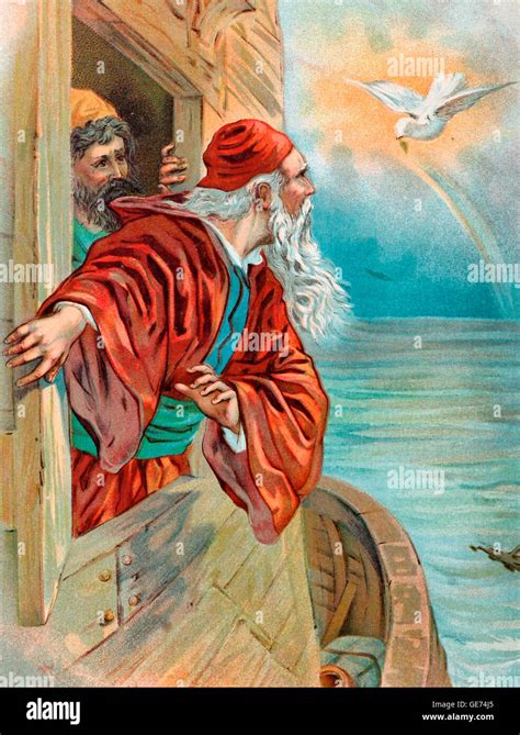 The Return Of The Dove To Noahs Ark In The Old Testament Stock Photo