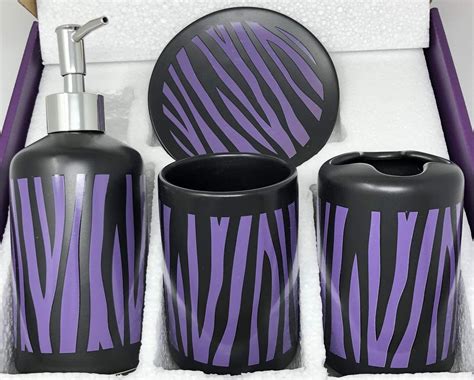 19 Piece Zebra Purple Bathroom Set World Products Mart