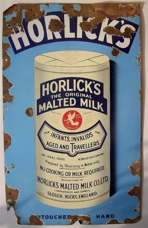 Vintage Horlicks Malted Milk Food Drink Tin Can Porcelain Enamel Sign