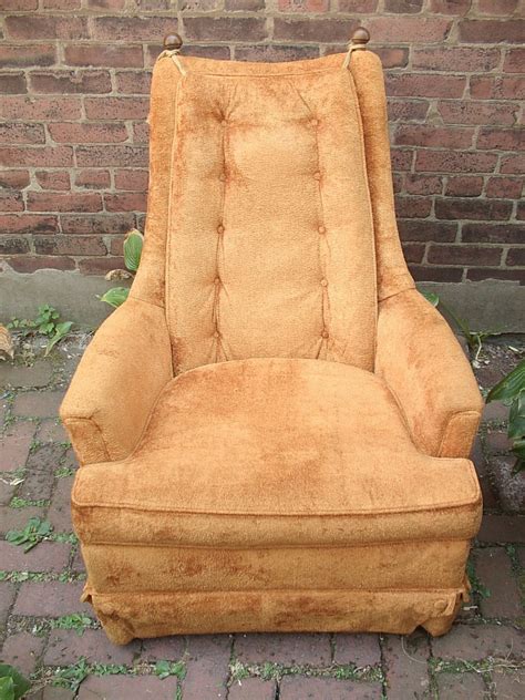 Vintage 1960s Mid Century Modern Chair Fairfield Orange Velvet Chair