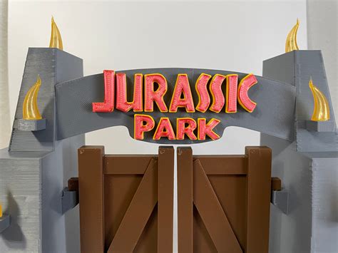 Jurassic Park Entrance Gate With Flickering Flames And Full Etsy