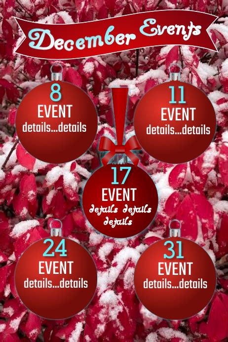 December Calendar Of Events Template Postermywall