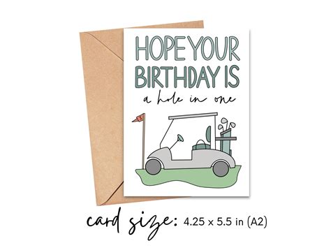 Golf Birthday Card Hope Your Birthday Is A Hole In One Etsy
