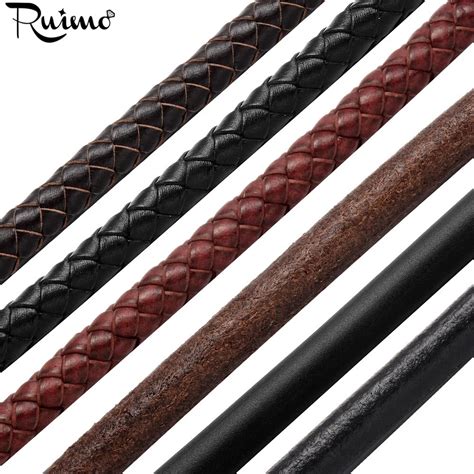 Ruimo 6 Types 8mm Braided Genuine Leather Rope String Rubber Cord For