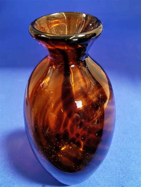 Small Tortoise Shell Glass Vase Bottle Etsy