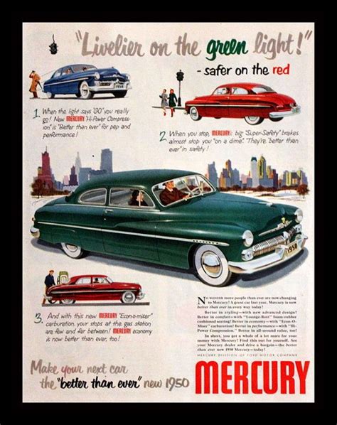 1950 Ford Mercury Ad 2 Door Coupe Teal By 3rdstvintagepaper Car