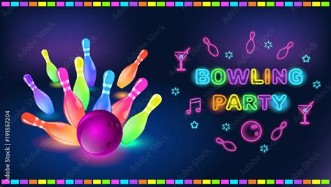 Bowling Party Template Tv Size Banner Vector Clip Art Illustration Stock Vector Adobe Stock