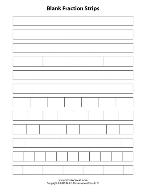 Blank Fraction Bars Tims Printables