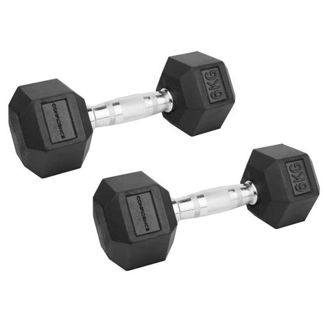 Confidence Fitness 6kg Rubber Hex Dumbbell Set The Sports Hq