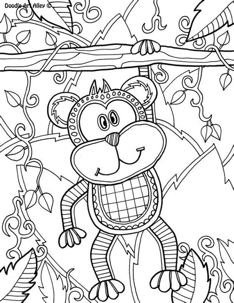 Funny christmas creatures in a very original doodle. Picture Doddle Art Monkey | Monkey coloring pages, Animal ...