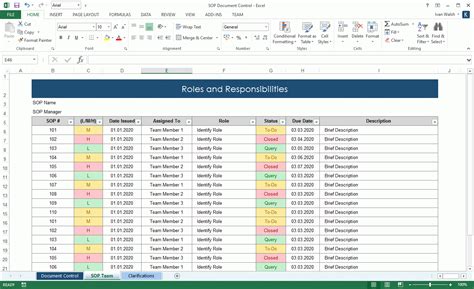 Standard Operating Procedure Template Excel Doctemplates