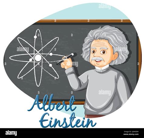 Retrato De Albert Einstein En Ilustración De Estilo De Dibujos Animados