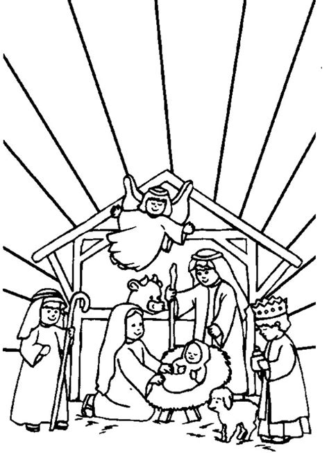 Bible Story Of The Born Of Jesus In Nativity Coloring Page Color Luna