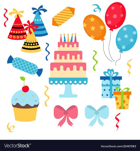 Happy Birthday Icons Set Birthday Icons Set Vector Image