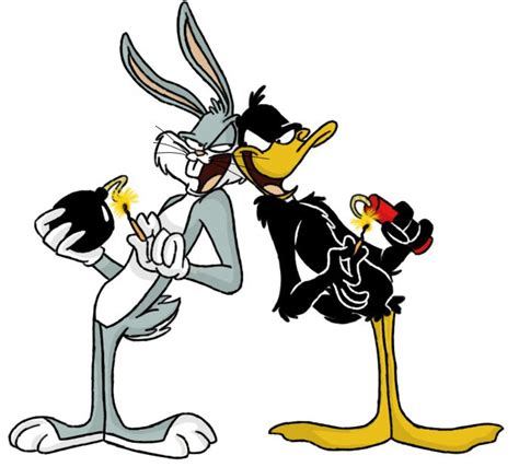 Bugs And Donald The Duck Cartoon Characters With Their Tails Pointing