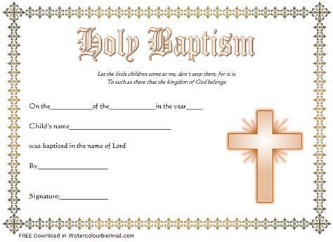 ️free sample certificate of baptism form template ️. Baptism Certificate Template Word 9+ New Designs FREE
