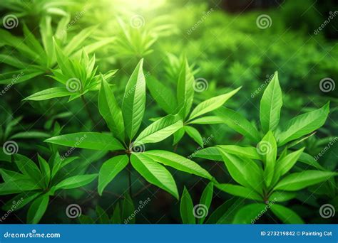 Green Leaves On A White Background Nature Plants And Trees Stock