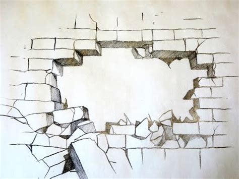 How To Draw A Broken Brick Wall The Original Youtube