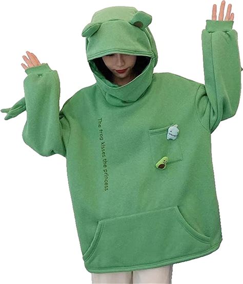 Zzple Kawaii Hoodie Women Hoodies Sweatshirts Frog Pullover Sweater