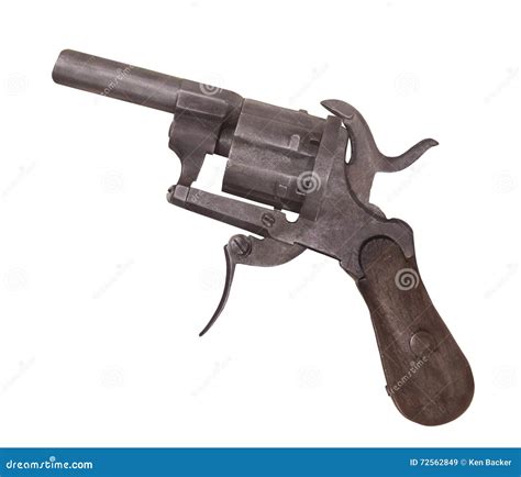 Vintage Small Pin Fire Revolver Isolated Stock Image Image Of