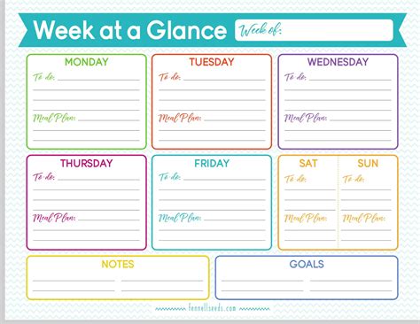 Week At A Glance To Do List For Moms Free Printable