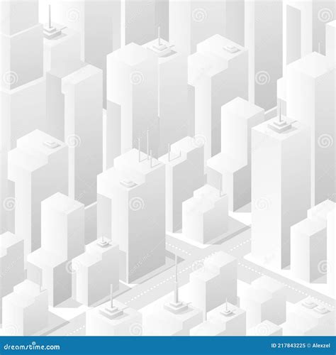 City White Bleached Isometric Map Consisting Of Skyscrapers Stock