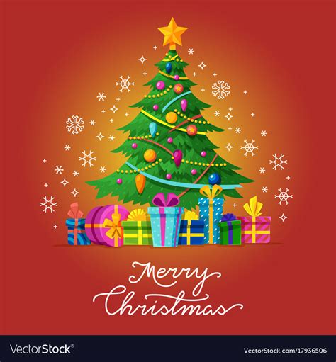 Merry Christmas Greeting Card With Xmas Royalty Free Vector