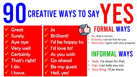 Other Ways To Say Yes In English 90 Creative Ways To Say Yes
