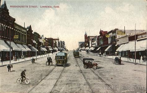 View Of Massachusetts Street Lawrence Ks Postcard