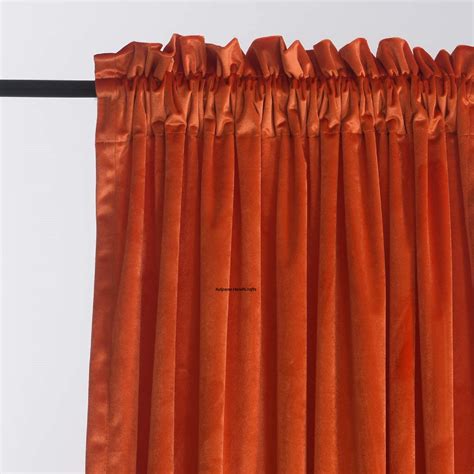 Set Of 2 Burnt Orange Velvet Curtains Blackout Custom Drapes Etsy
