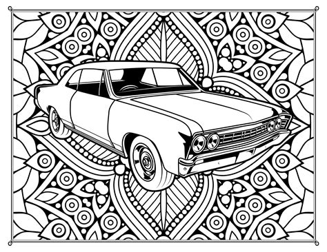 Classic Cars And Mandalas Kleurplaten 3 Print Ready Etsy