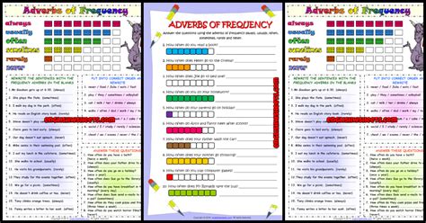 Adverb placement for adverbs of frequency comes directly before the main verb. Frequency Adverbs ESL Printable Worksheets and Exercises