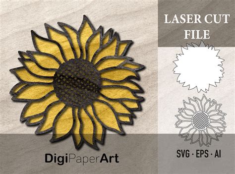 Sunflower Laser Cut File Svg Sunflower Laser File Etsy